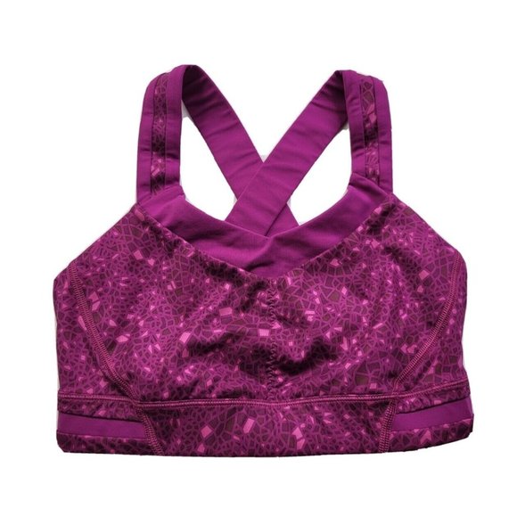 Lululemon Women 4 Purple Layer Sports Bra Wireless Wide Crossback Straps Stretch - Picture 1 of 8